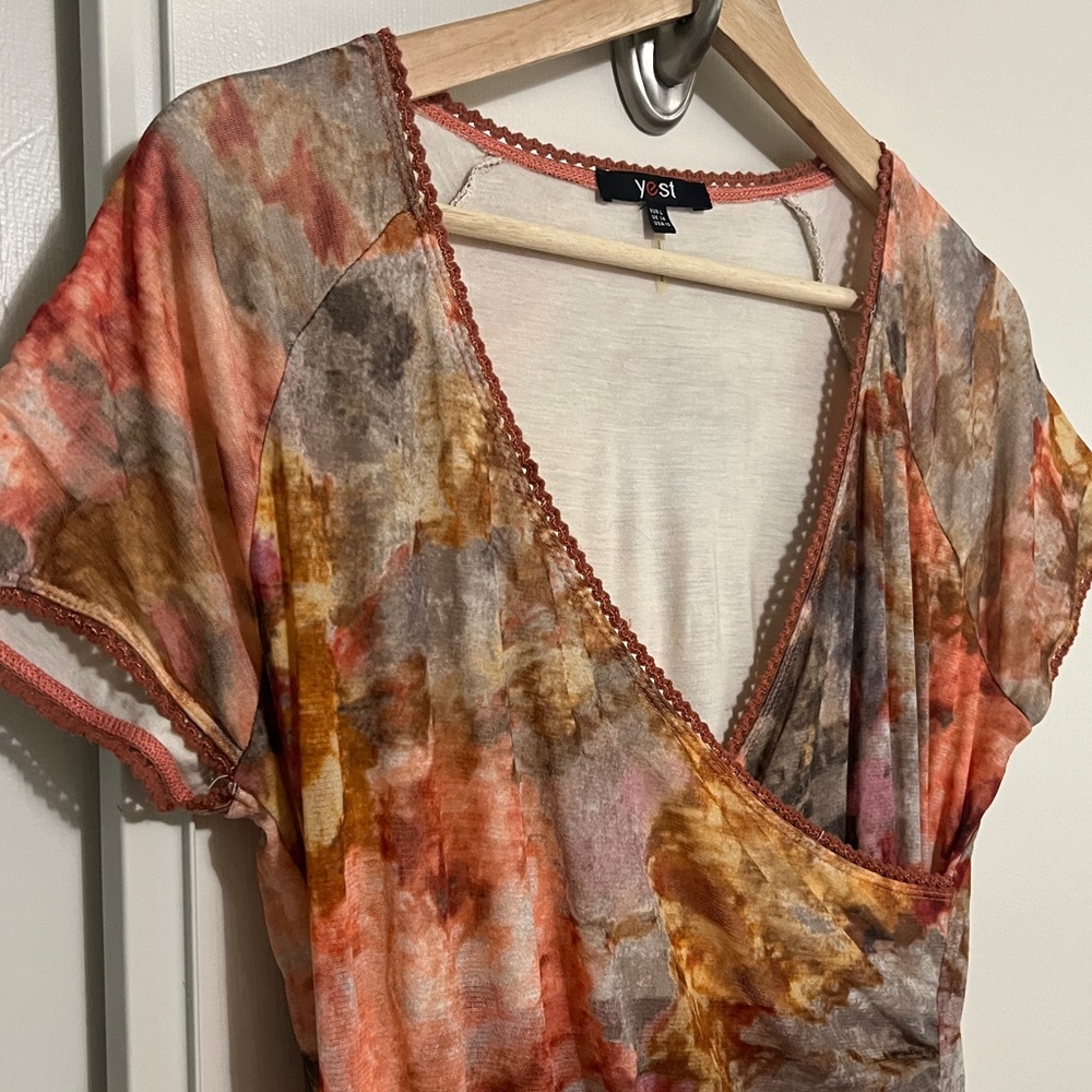 Y2K Floral Mesh Faux Wrap Dress 10 - Picture 4 of 8